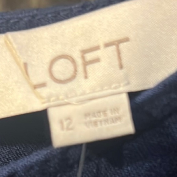 NWT LOFT Blue Linen Blend Sheath Dress size 12 - Picture 2 of 11